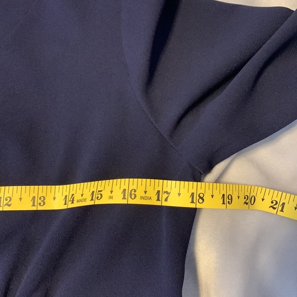 Calvin Klein long ballon sleeve fit & flare scoop neck buttons navy career 10 - Picture 10 of 11